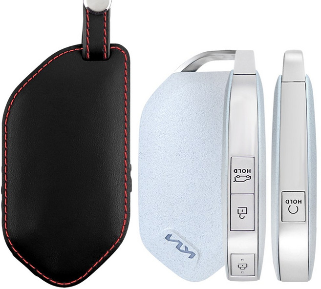 더조은셀러 기아 더 뉴 모닝 2024 호환 키홀더 키케이스 스마트키 가죽 4버튼 Key-94, 베이직 Key-94, 블랙