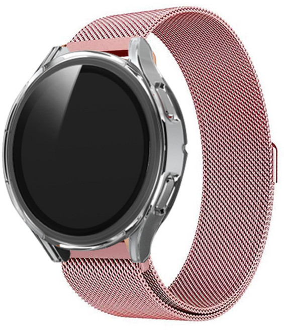 림스테일 갤럭시워치6 메탈 스트랩 + 액정보호형 풀커버 케이스, 핑크