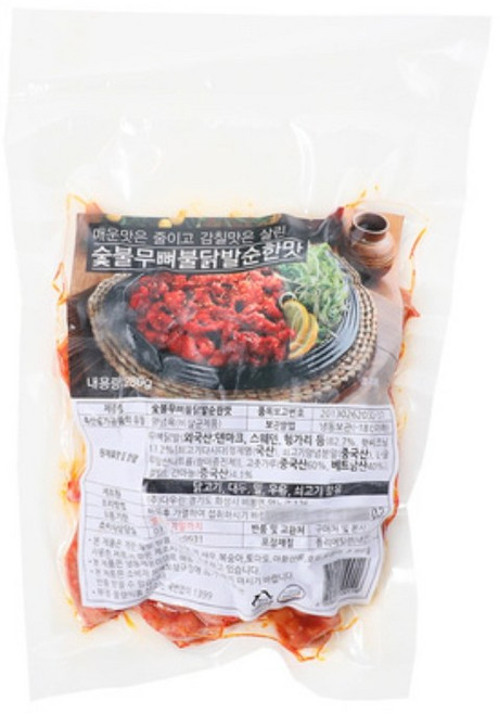 다우린 숯불무뼈닭발 (순한맛) 280g, 6개