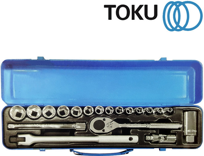 도쿠 TK003110 3/8인치 소켓 렌치 복스알 핸들 세트 20P, 1개