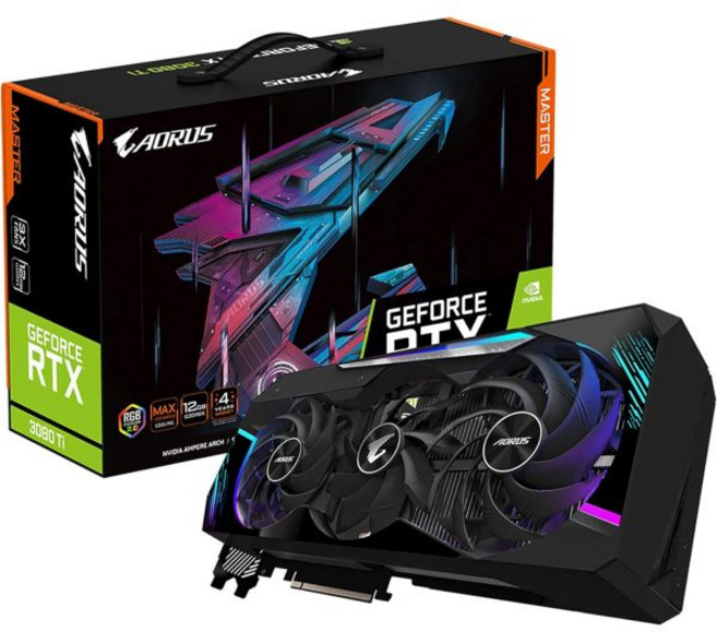 기가바이트 AORUS 지포스 RTX 3080 Ti 마스터 12G 그래픽 카드 최대 커버드 쿨링 12GB 384비트 GDDR6X GV-N308TAORUS M-12GD 비디오, 1개