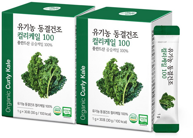 올바른 폴란드산 유기농 동결건조 컬리케일 100 식약처인증, 2개, 30g