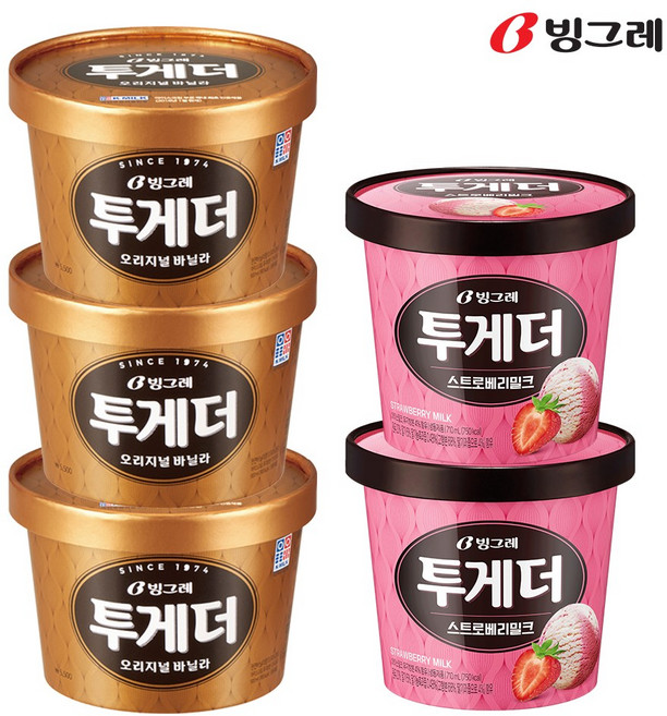 빙그레 투게더 바닐라 3개+딸기 2개