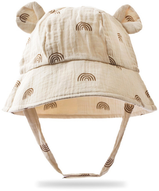 寶寶熊耳造型遮陽帽 純棉防曬帽 新生兒外出帽