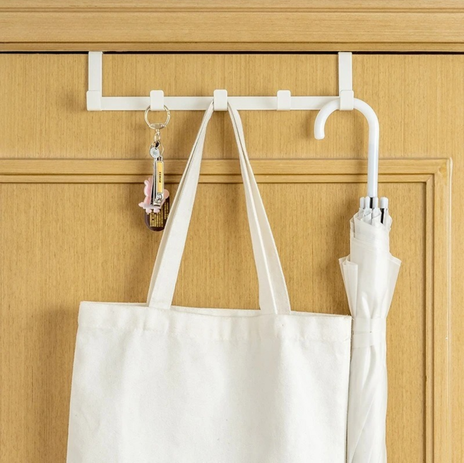 2개 무타공 문걸이 수건키친타올 겸용 걸이 304 철제 주방 욕실 정리 선반, 흰색