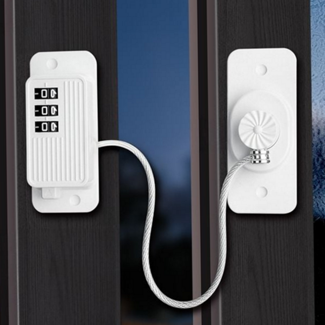 다이얼 잠금 장치 가정용 고정식 시건장치 번호 잠금 장치 유리 케이블 부착식 무타공 문고리 냉장고, 화이트