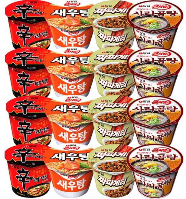 컵라면 큰컵 4종세트 16입(신라면4개+새우탕4개+짜파게티4개+사리곰탕4개), 1개