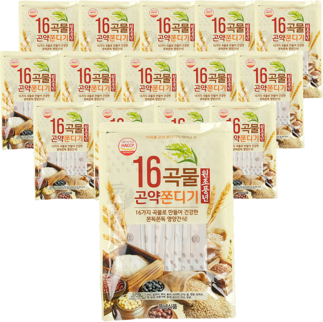 16 곡물 곤약 쫀디기 어른 간식 쫀드기, 15개, 220g