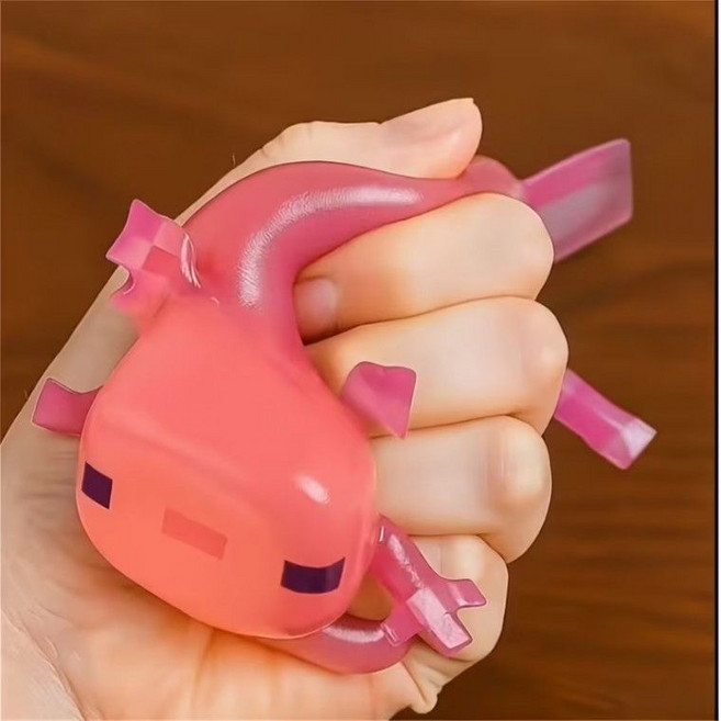 분홍 아홀로틀 말랑이 핑크 우파루파 도마뱀 슬랑이, 1개, 71g