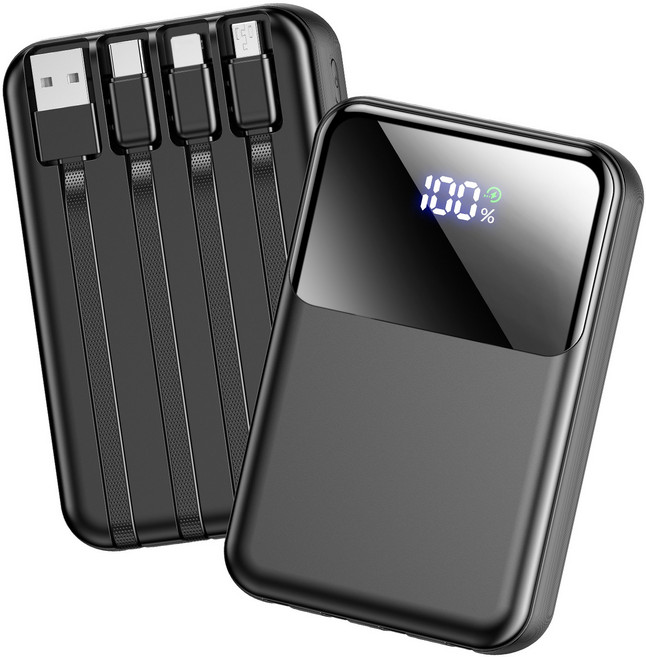 YINTO 20000mAh 보조배터리 고속충전 대용량 일체형 PD 22.5W QC3.0 잔량표시 멀티단자, 블랙, N12