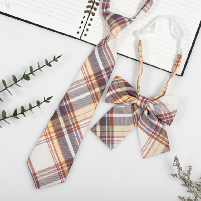 핫스윗 여성 체크 보타이 넥타이 세트