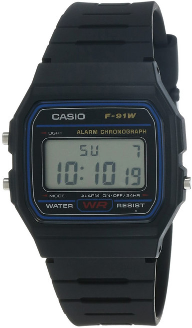 F91W-1 LCD F-91W-1DG 카시오 맨즈 클래식 크로노그래프 알람 디지털 워치 블랙