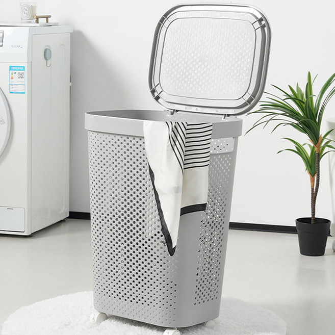 구디푸디 대용량 이동식 세탁바구니 빨래바구니, 그레이