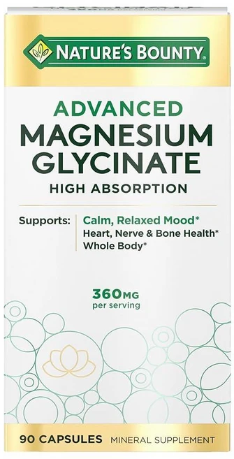 네이처스바운티 어드밴스드 마그네슘 글리시네이트 360mg 캡슐 90정, 1개 - 쿠팡