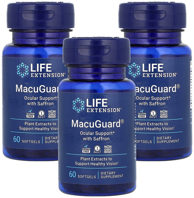 라이프익스텐션 3개X MacuGuard 사프란 함유 안구 보조제 60정, 3개