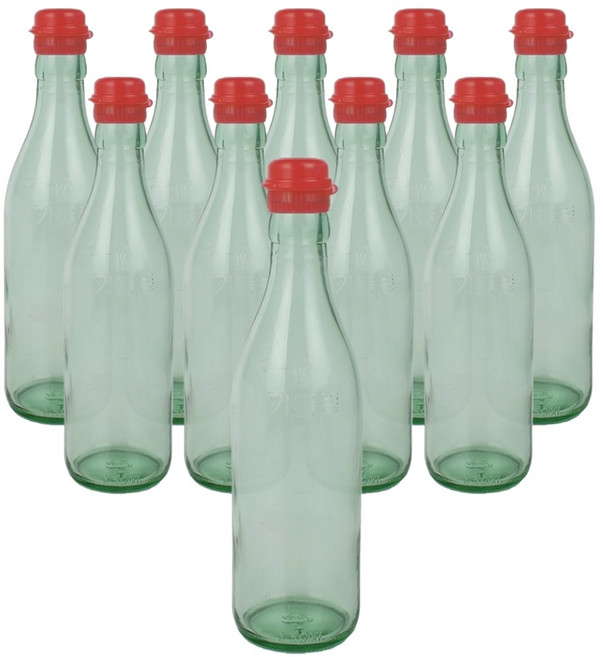 가인글로벌 청색 기름병350 유리병 참기름병 용기, 빨강, 10개, 350ml