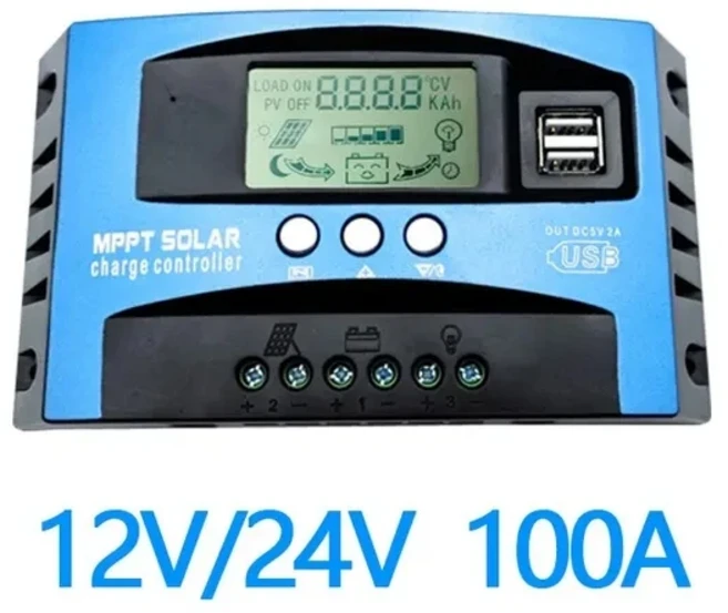 솔라 충전 컨트롤러 MPPT 30A 50A 80A 100A LCD 디스플레이 12V 24V 자동 듀얼 USB 방전, 01 100A, 01 100A