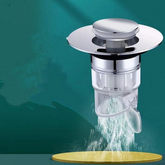 세면대 배수구 원터치 거름망 트랩 팝업 배수구 욕실 화장실 싱크대 하수구 마개 주방 필터, 1개