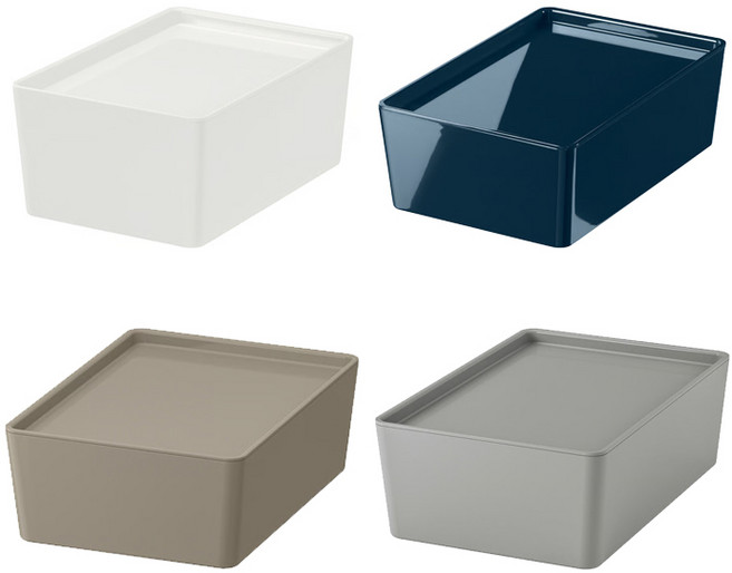 이케아 리빙 KUGGIS 쿠기스 정리수납박스+뚜껑 소형 18x26x8cm 플라스틱 리빙박스, 블랙블루_096.001.68, 1개