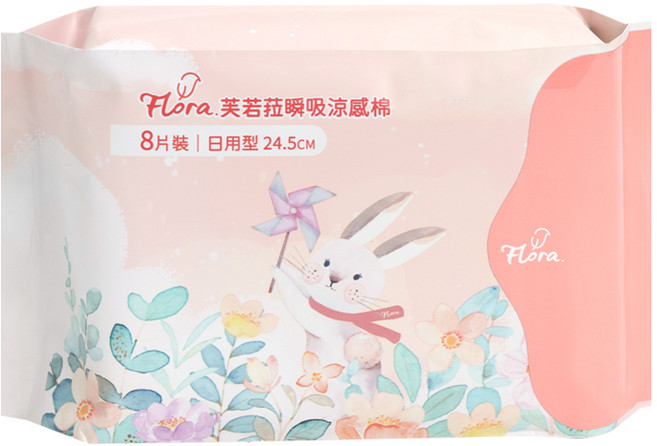 Flora 芙若拉 瞬吸涼感棉 日用 24.5cm 8片裝, 1個, 8片