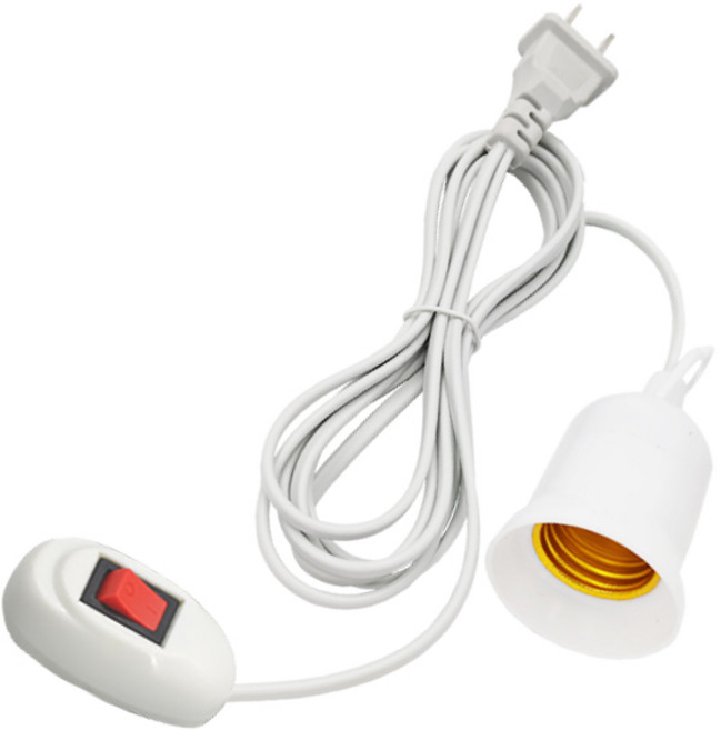 E27燈頭開關線 延長燈座 獨立開關 全電壓 LED燈泡適用 露營燈 掛燈, 1件, 2.1米 (210cm) / 白, 白