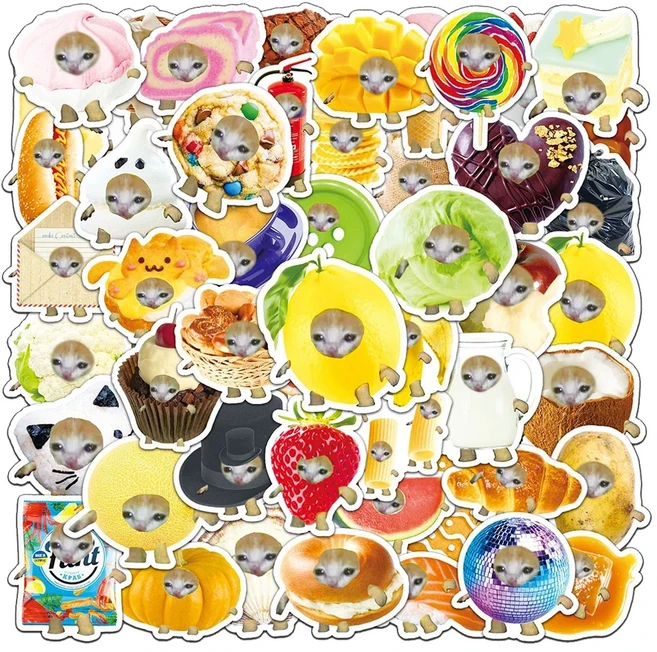만화 재미있는 음식 고양이 밈 스티커 귀여운 그래피티 어린이 장난감 DIY 노트북 휴대폰 방수 데칼 10 개, 02 30PCS