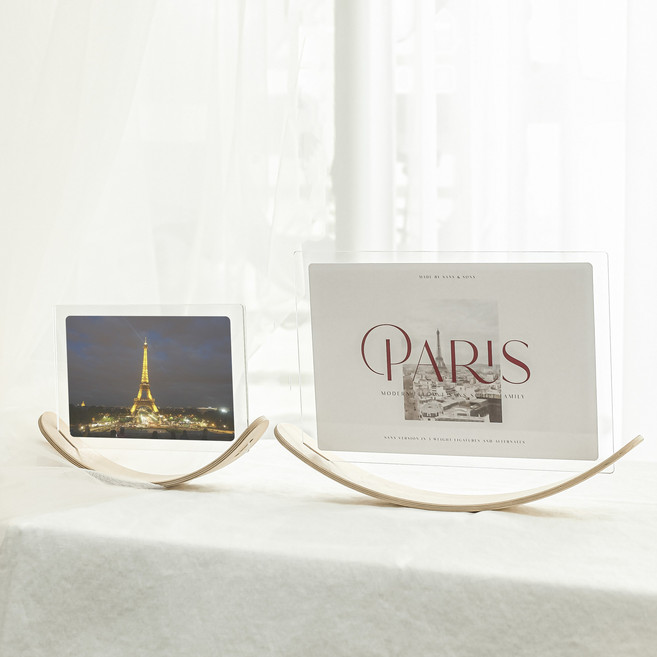 커브드프레임 인테리어 우드 스탠드 아크릴 액자 6x8 인치, 1개