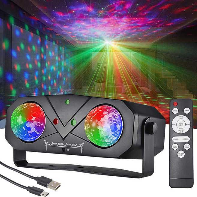 Amosamz 파티 조명 DJ 디스코 RGB LED 스토로브 라이트 사운드 활성화 레이저 무대 프로젝터 리모컨 포함 선물 장식 크리스마스 할로윈 클럽 노래방 KTV 바 댄스, 1개