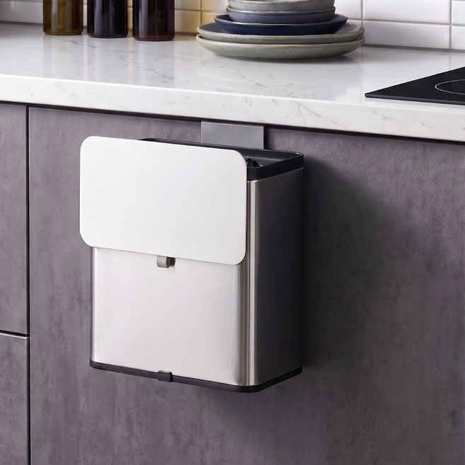 필인어스 스텐 싱크대 걸이형 휴지통, 1개, 실버