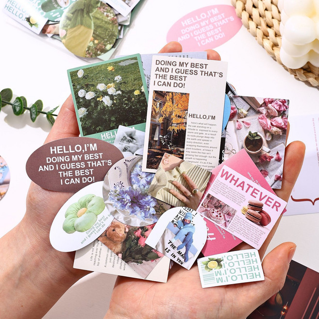 올리브파티 사계절풍경 시리즈 빈티지 감성 포토 다꾸 스티커 46매 세트, 3개, 레드+블랙+블루