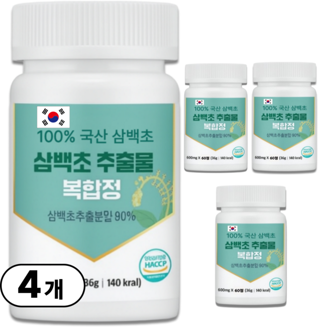 국산 삼백초 추출물 식약청인증 퀘르세틴 맥문동 도라지 추출 분말 함유, 60정, 36g, 4개