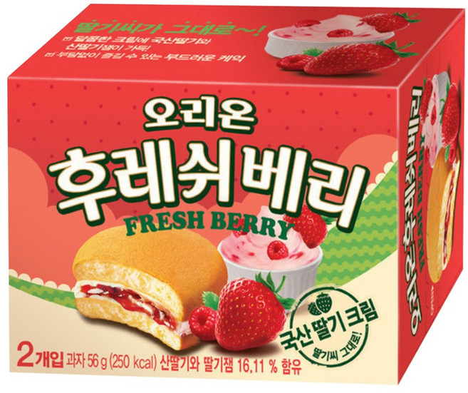 오리온 후레쉬베리 딸기, 56g, 18개