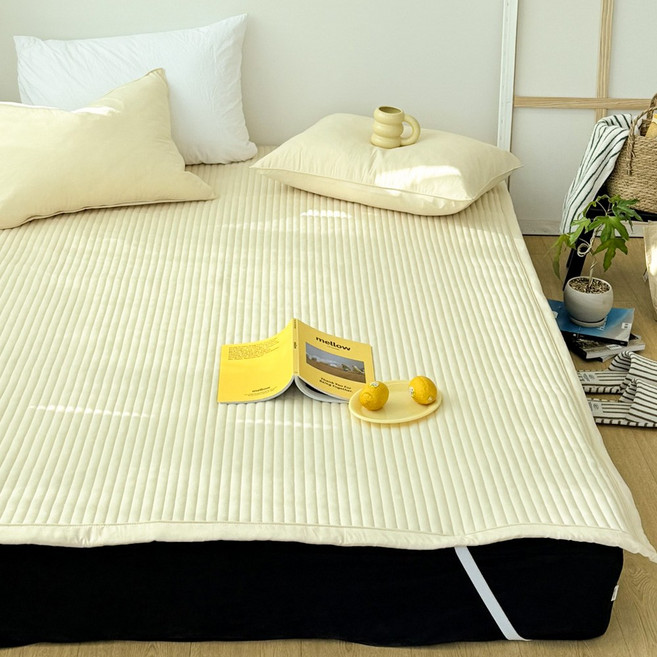코니크 먼지없는 워싱 줄누빔 고정밴딩 침대패드 SS/Q/LK, 버터