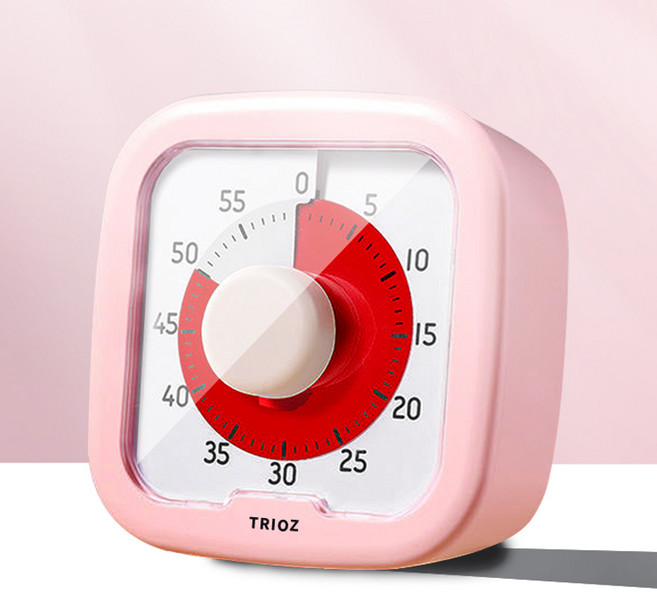 트리오즈 무소음 구글타이머 뽀모도로 타이머, 1개, 핑크