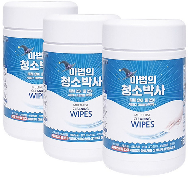 NEW 마법의 청소박사 원통형 150매x3통 만능크리너, 3개