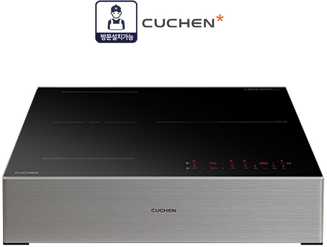 [CUCHEN] 스마트 BLACK 인덕션 3구 프리존기능 초고화력3300W, 프리스탠딩, 배송만요청