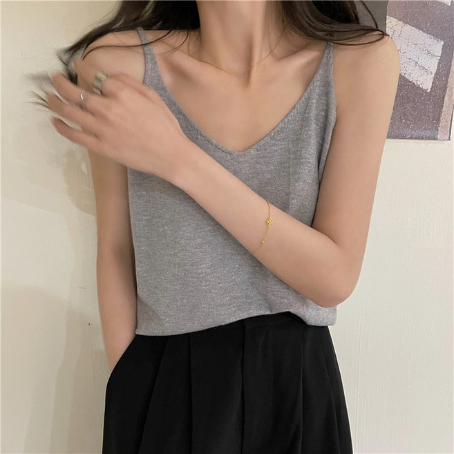 예쁨시전 이너 강추 무드 브이넥 루즈핏 레이어드 민소매 끈 나시