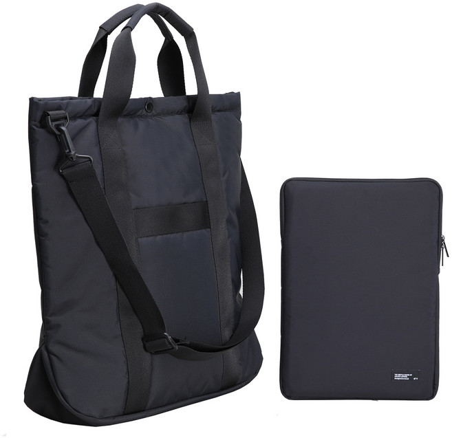 컴바인 리사이클 맥북 LG 그램 갤럭시북 노트북가방 파우치 세트 슬리빈백 15인치 16인치, 블랙, 1개