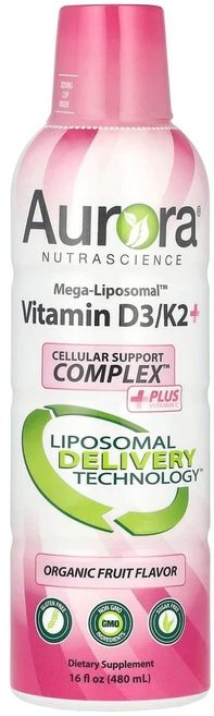 오로라뉴트라사이언스 Mega-Liposomal Vitamin D3/K2+ 과일 맛 480ml(16fl oz), 480ml, 1개 - 쿠팡