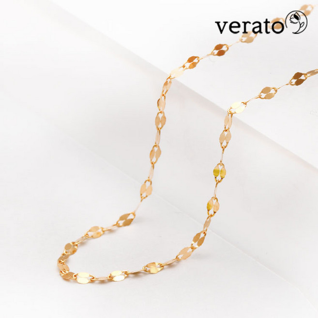 베라토 14K 18K 아몬드 솔리드 체인 목걸이