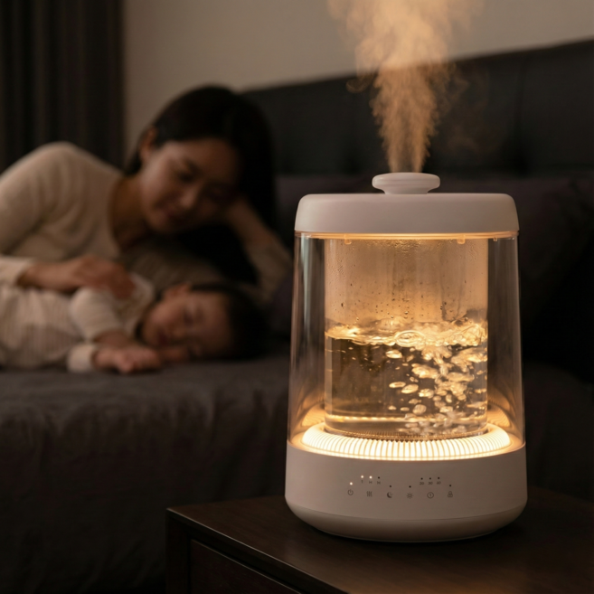 로열스테디 저소음 통세척 가열식 가습기 4L, 퓨어화이트