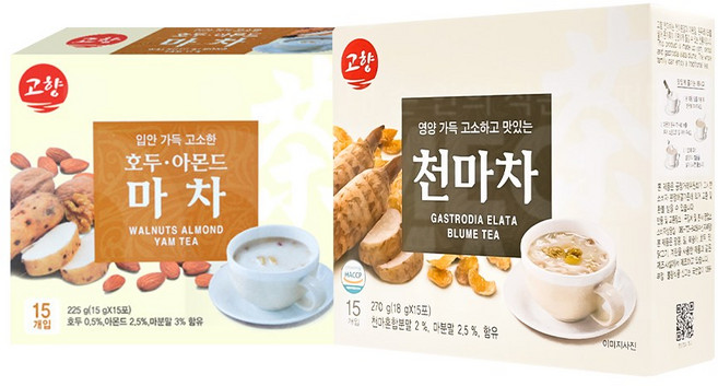 고향 호두아몬드마차 + 천마차, 1세트, 15개입, 225g