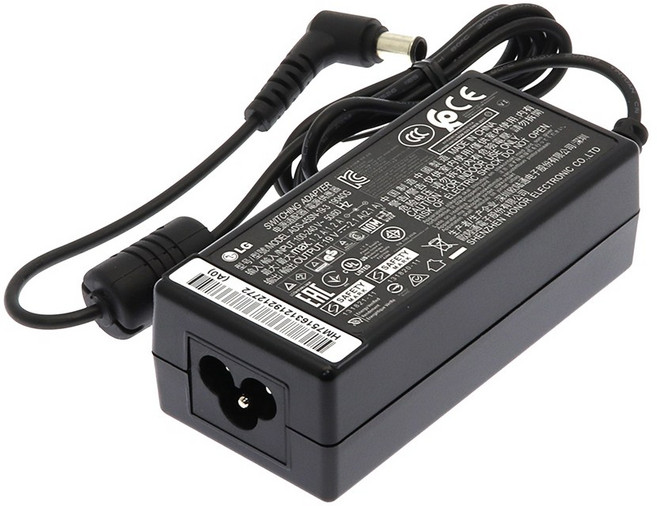 LG 19V 1.3A 1.7A 2.1A (6.5) 정품 모니터 TV 어댑터 LCAP26B-E 32LH560B 29WP500 27MP500W 24MP77SM 충전기, 1개, 블랙