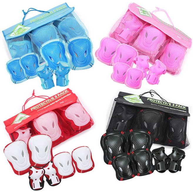 어린이 퍼니 보호대세트(손목 팔꿈치 무릎) 인라인 자전거 킥보드 보호장비 전용, 보호대-레드, 1개