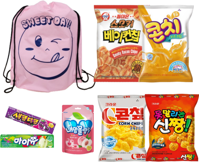 과자 종합 선물 세트 스마일 스윗데이 과자 선물 가방 선물용 과자 가방 간식선물, 1개