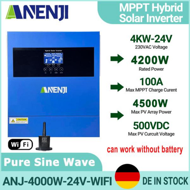 4KW 24V 태양광 인버터 하이브리드 오프 MPPT 100A PV 500VDC 순수 사인파 컨트롤러 WIFI 지원 BMS, 02 ANJ-2000W-12V-WIFI, 1개