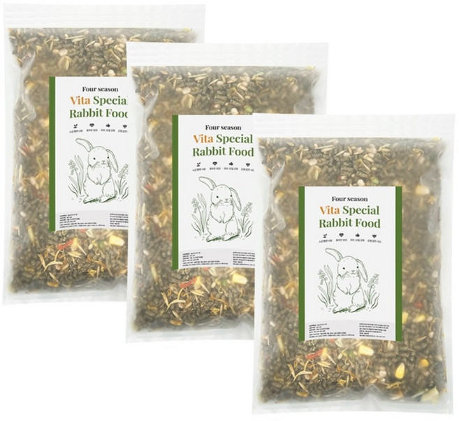 포시즌 비타 스페셜 래빗 푸드 토끼 사료, 3개, 1kg