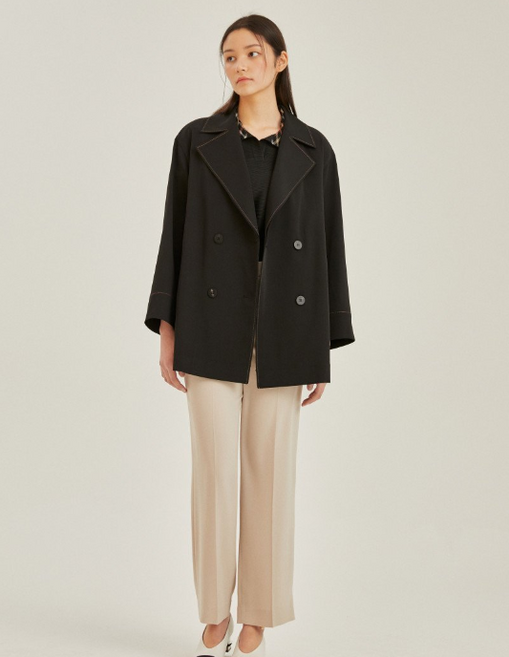 [닥스] 블랙 스티치장식 울 하프코트 DLCO2B205BK