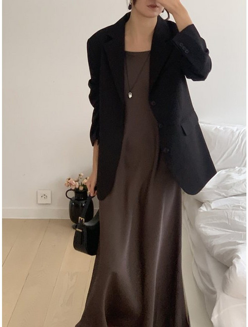 NEW컬러추가 루어스룸 샤이니 새틴 실크 슬립 스트랩 민소매 나시 뷔스티에 a라인 플레어 빅사이즈 임산부 맥시 롱 원피스