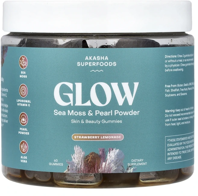 행복하고 건강하게 Akasha Superfoods Glow 바다이끼 & 진주 분말 딸기 레모네이드 맛 구미젤리 60개 백년회로하세요, AkashaSuperfoodsGlow바다이끼진주분말딸기 - 쿠팡